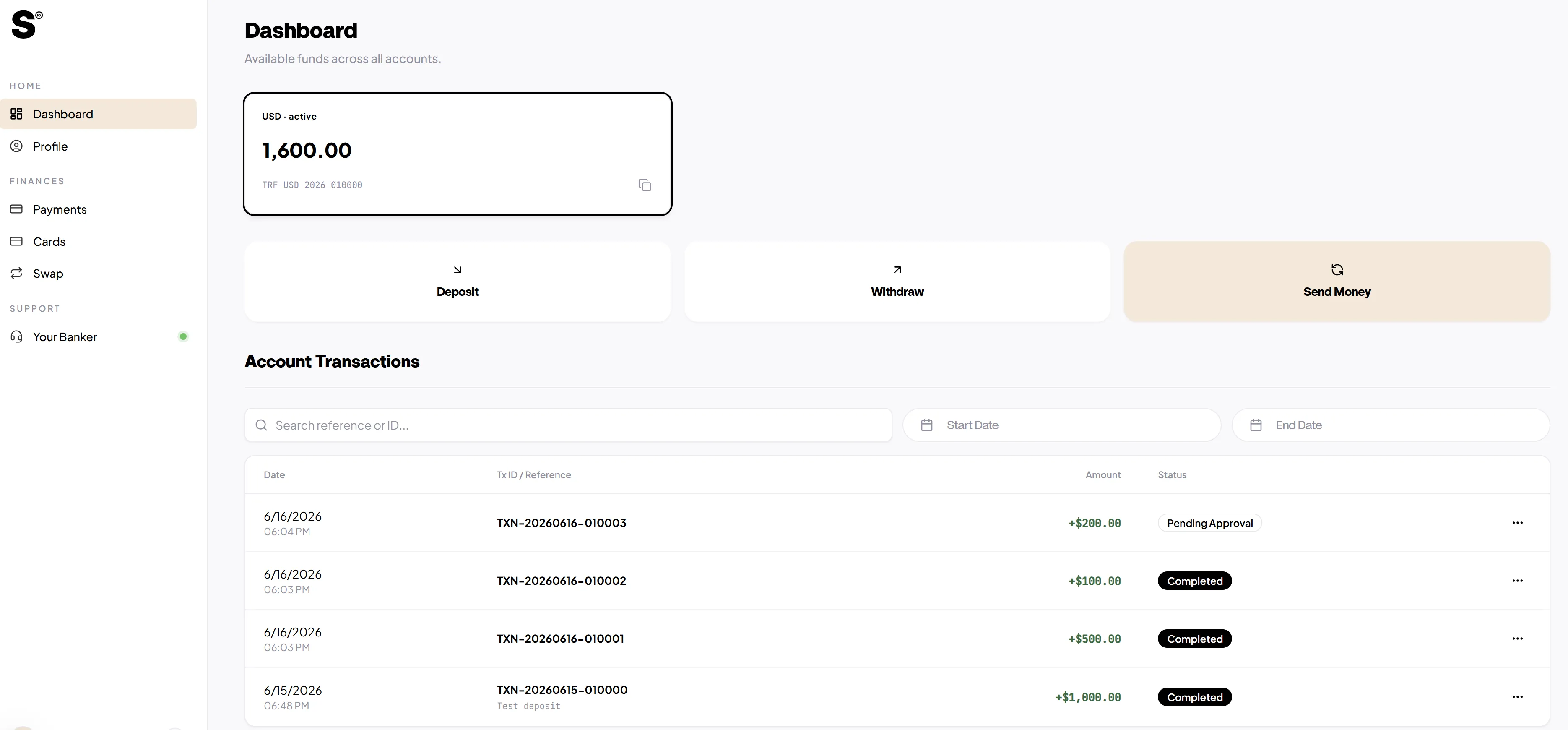 Customer Portal Interface